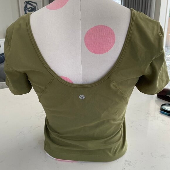 Lululemon Align SS Crop Nulu T Shirt Top Athletic Activewear Bronze Green Sz 8 - Picture 4 of 13